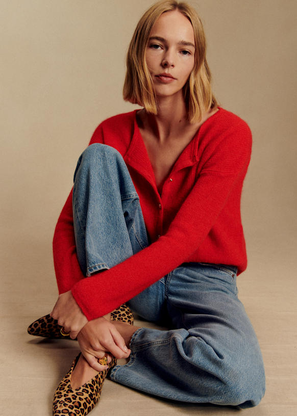 Gift Set Gaspard Cardigan - Red / Gold - Super Kid Mohair - S&amp;eacute;zane