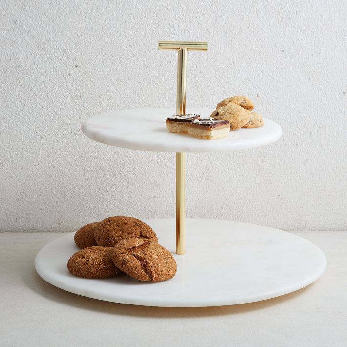 Madison Marble &amp;amp; Brass 2-Tier Cake Stand