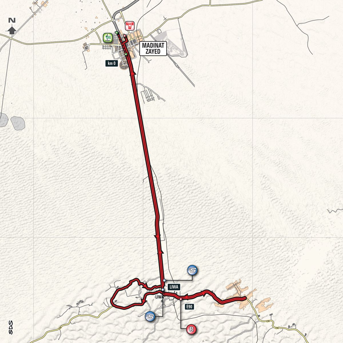 2018 Abu Dhabi Tour stage 1 map