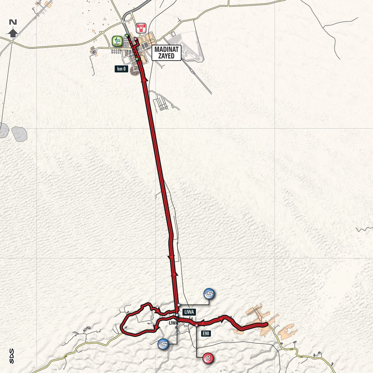 2018 Abu Dhabi Tour stage 1 map