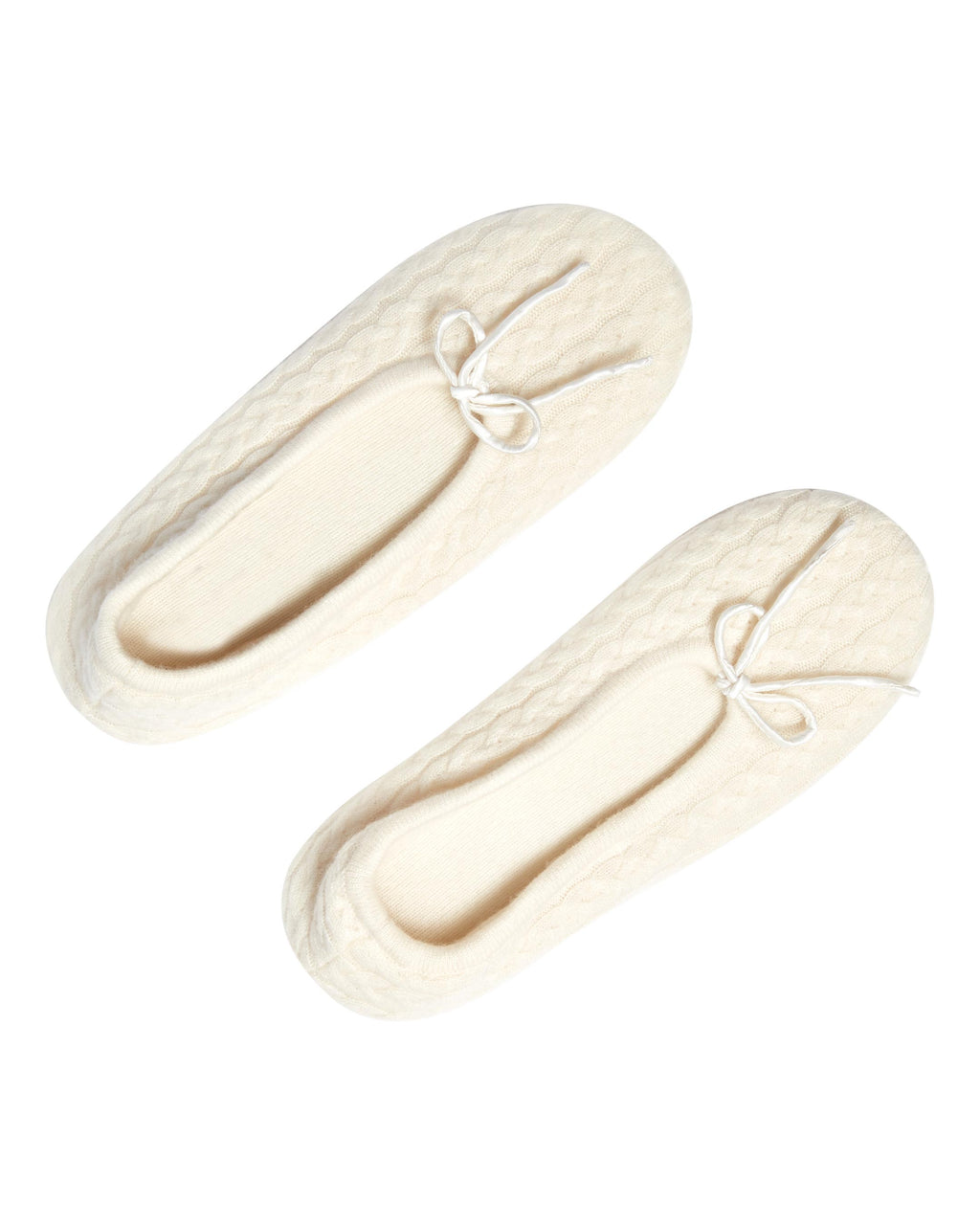 Women&#039;s Cable Cashmere Slippers New Ivory White