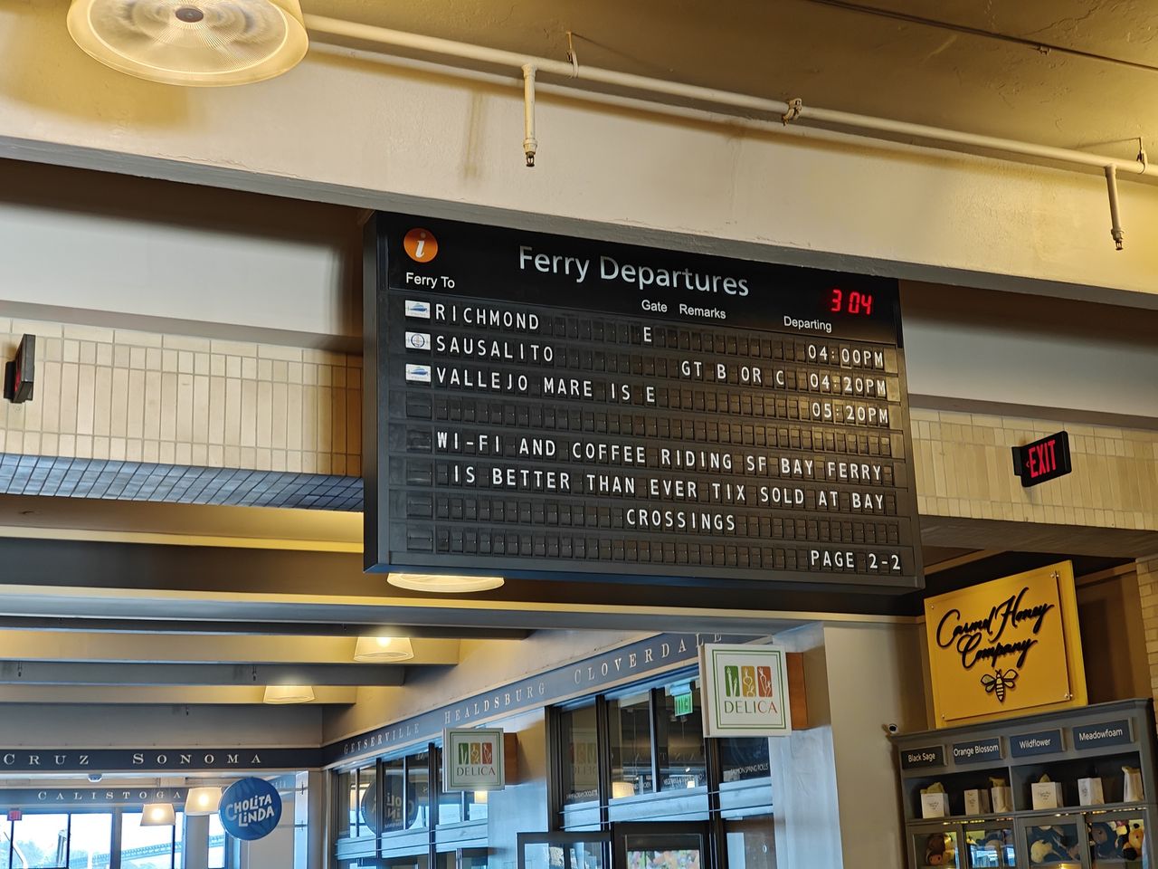 Ferry Building departure sign shot with OnePlus 13R