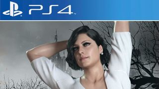 Fan art of Resident Evil Village's Lady Dimitrescu on a PS4 case