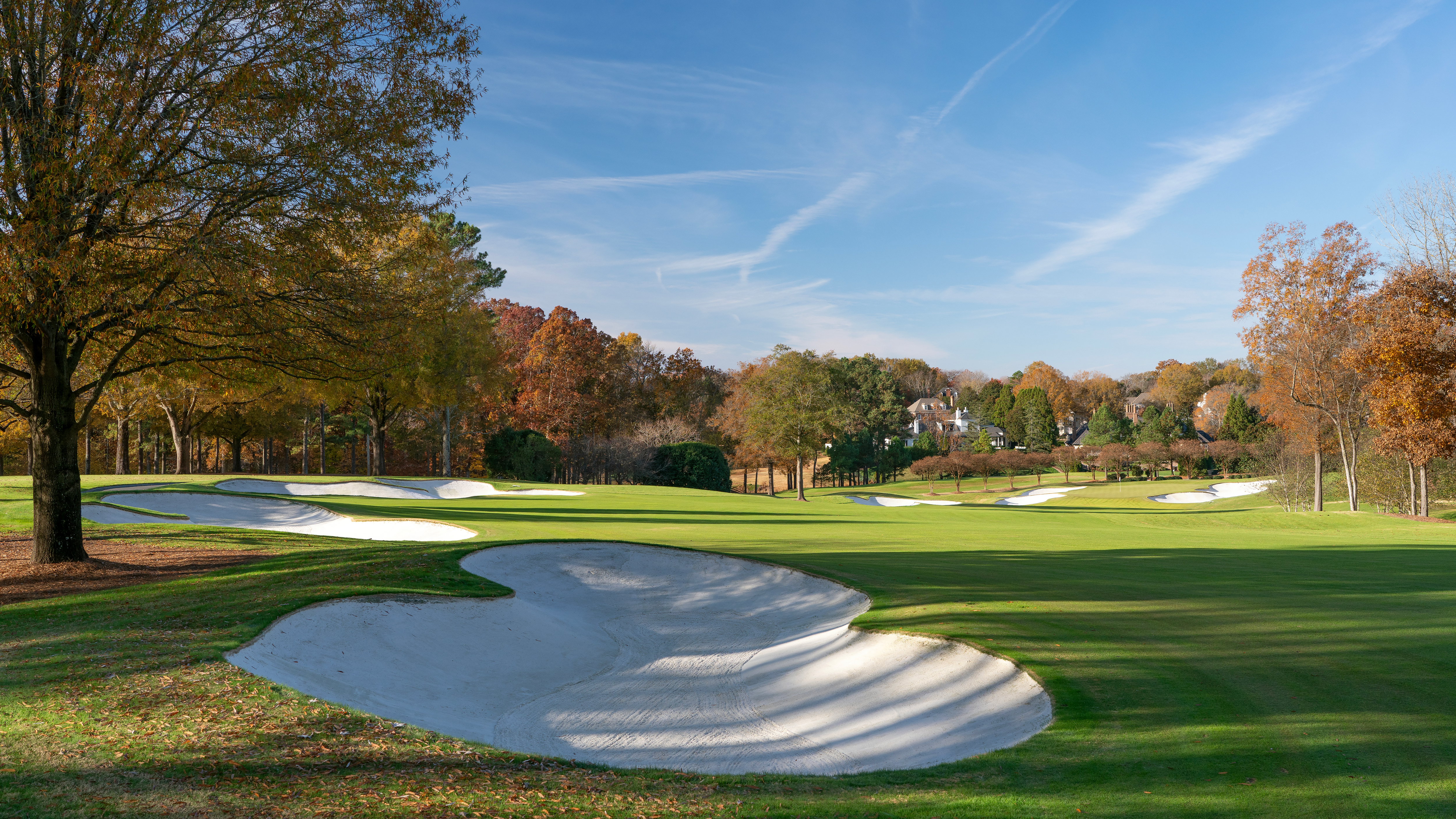 A general view down the first hole at the Quail Hollow Club in Charlotte, North Carolina