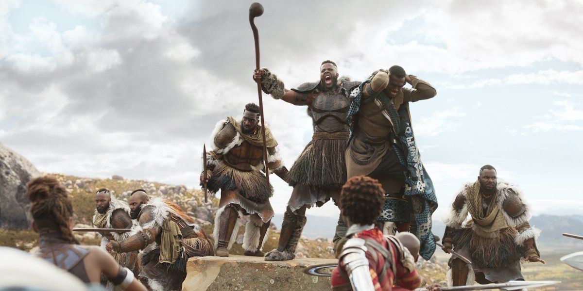 Winston Duke as M&#039;Baku with the Black Panther cast