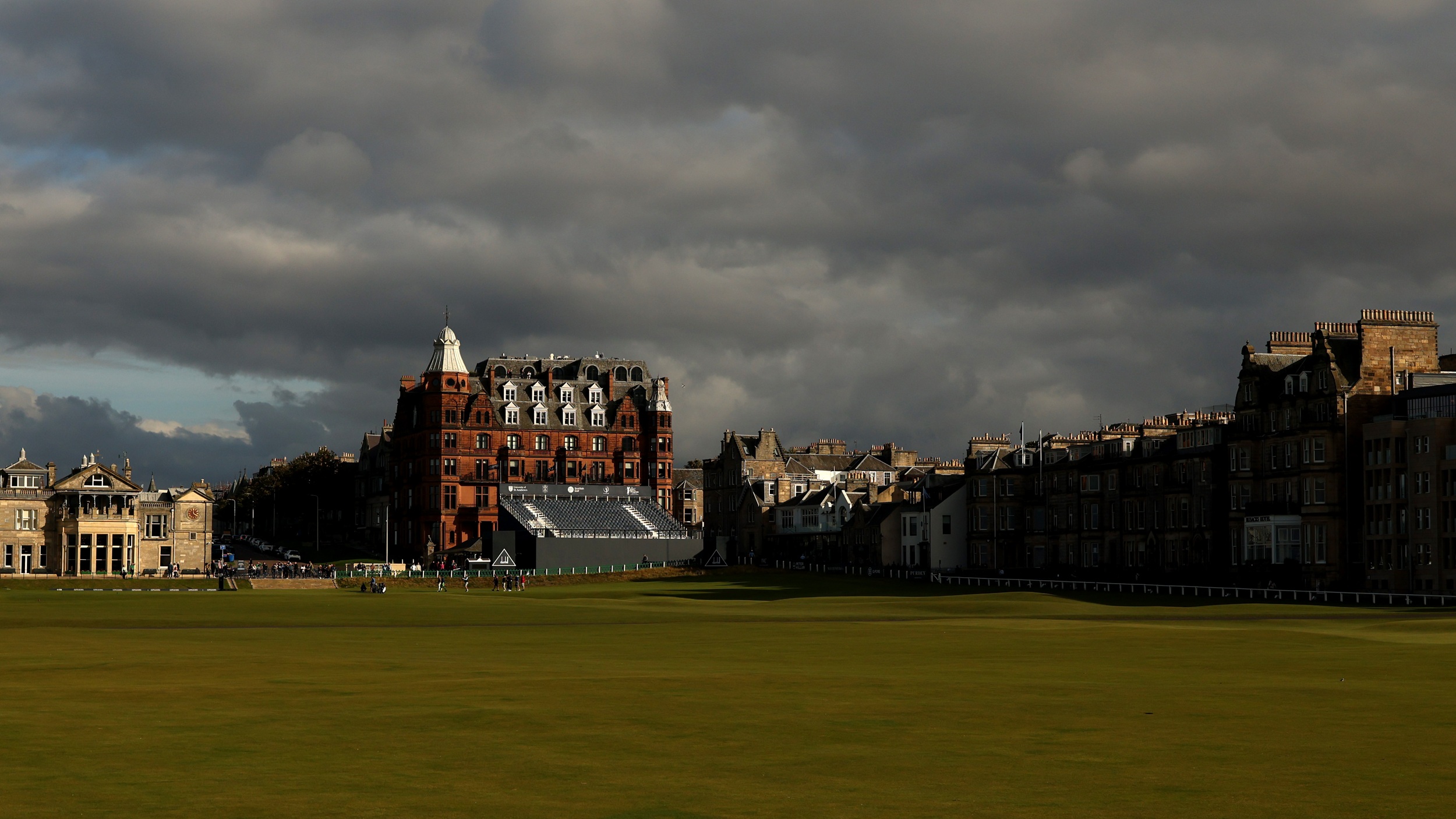 Clouds gathering over the Old Course at St Andrews at the Alfred Dunhill Links Championship