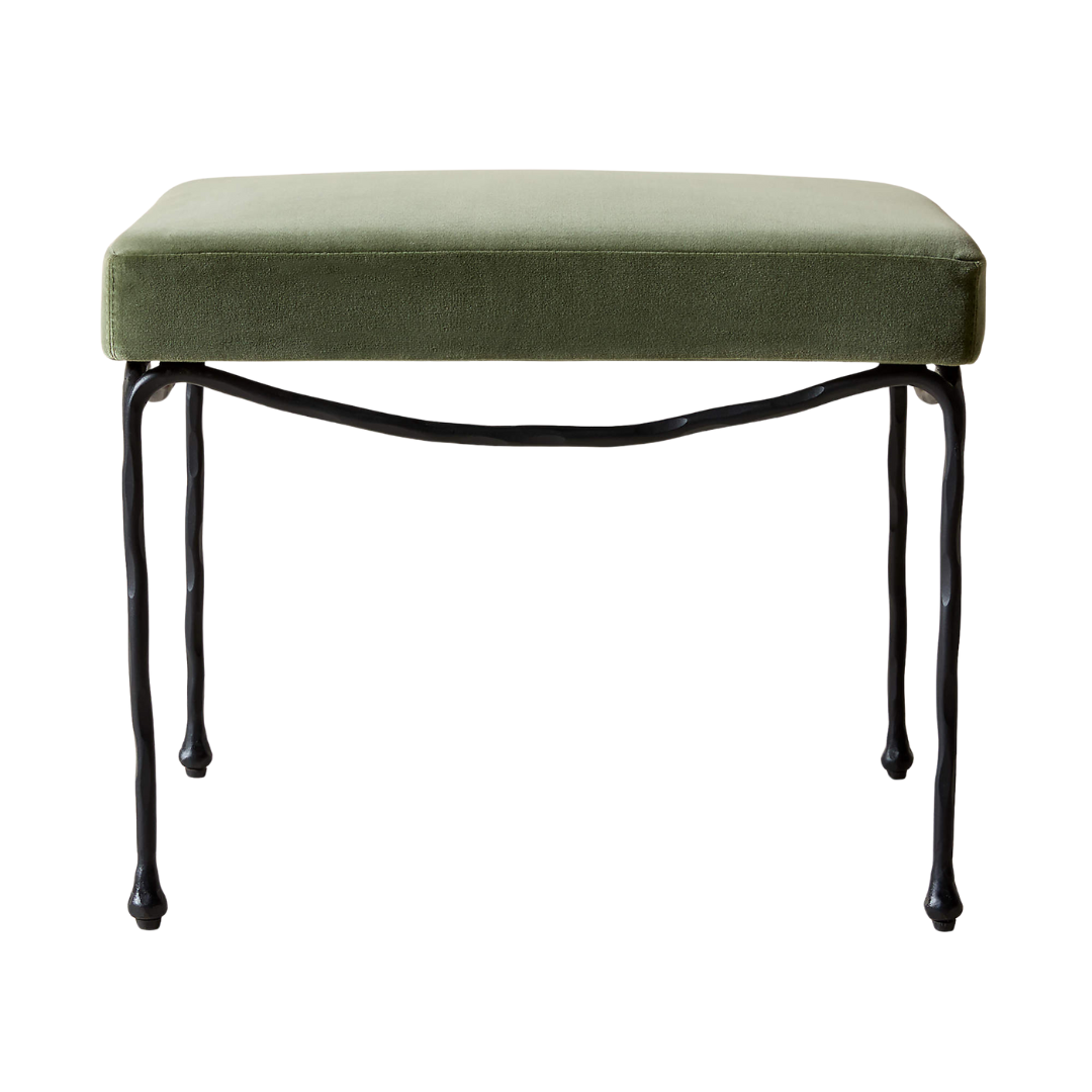 CB2, Journey Sage Green Velvet Stool