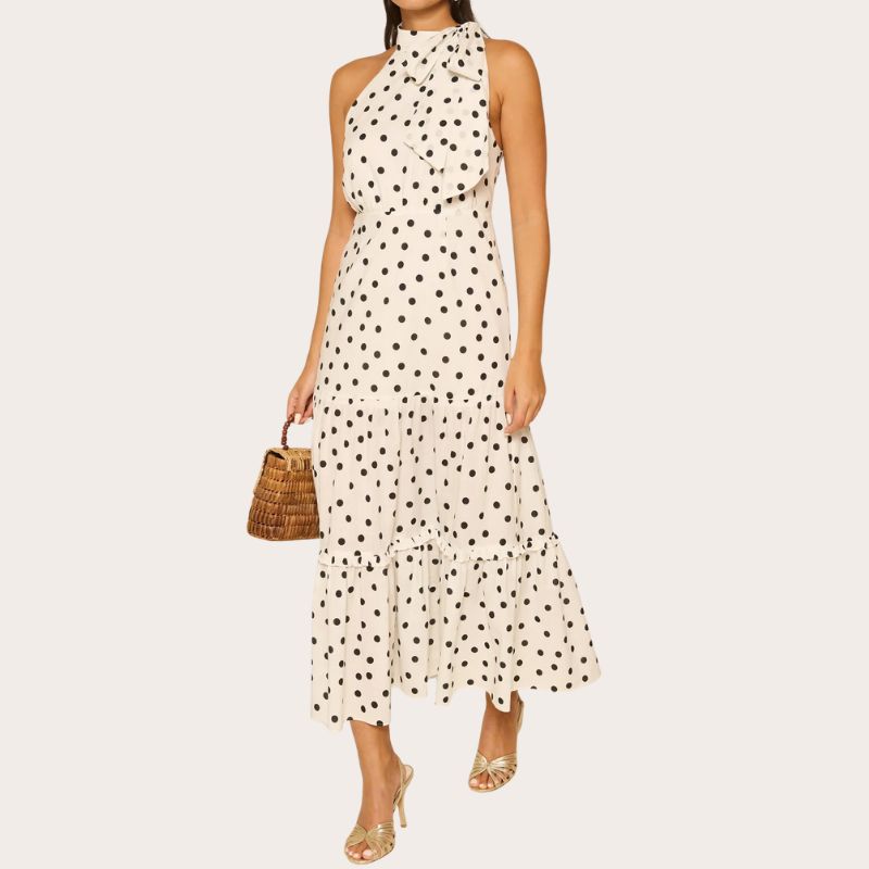 Rixo Eleanor dress on model 