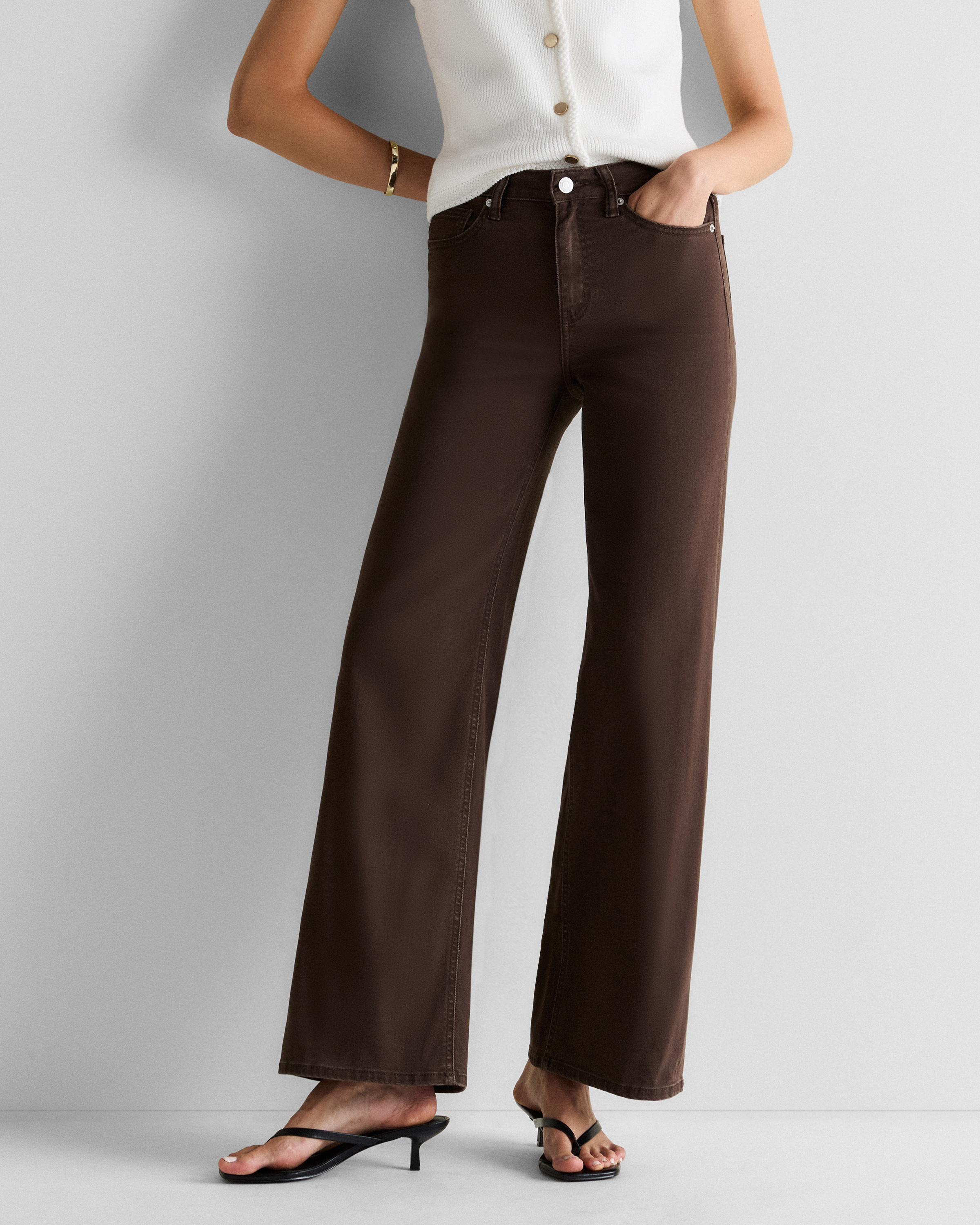 Bella Stretch Wide Leg Jeans in Coffee Bean Brown
