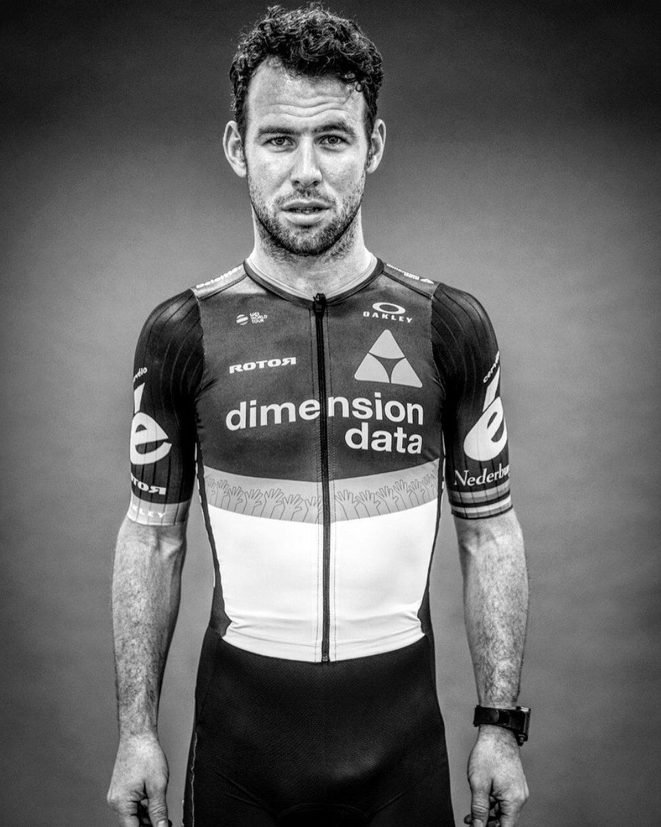 Mark Cavendish modelling the new Dimension Data kit