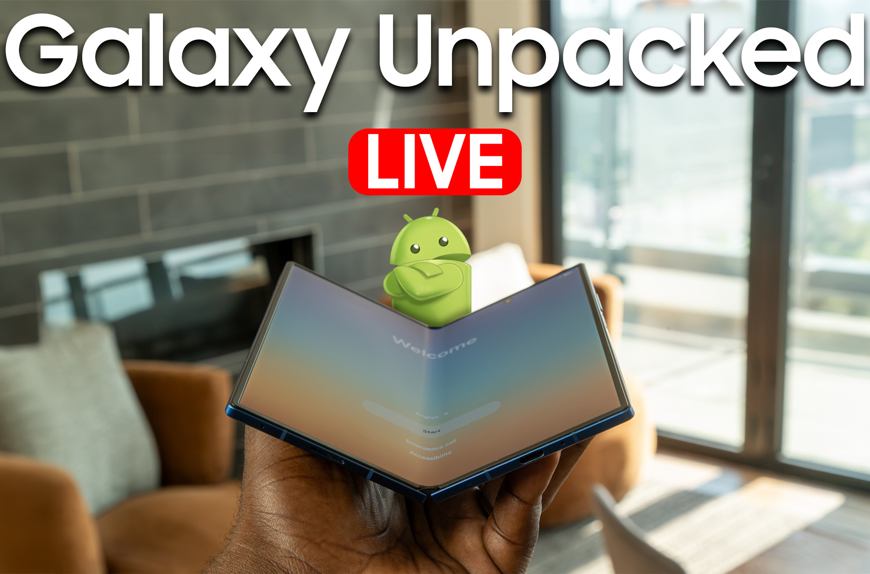 A Z Fold 7 opening up showcasing lloyd to say that the Galaxy Unpacked live blog is happening