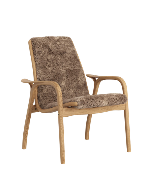 Swedese Laminett Arm Chair Oiled Oak/Sheep Skin in Charcoal