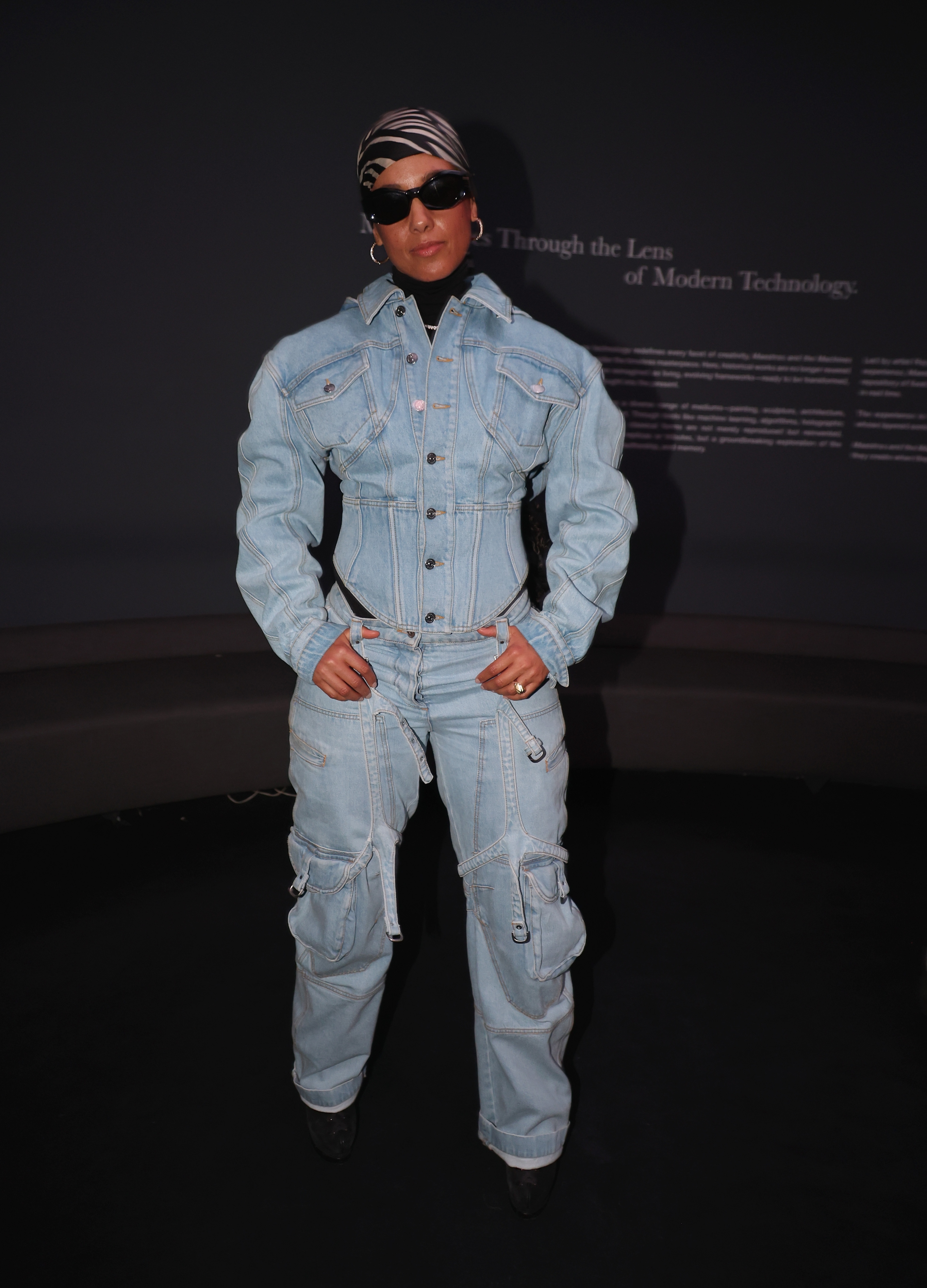 Alicia Keys wearing double denim