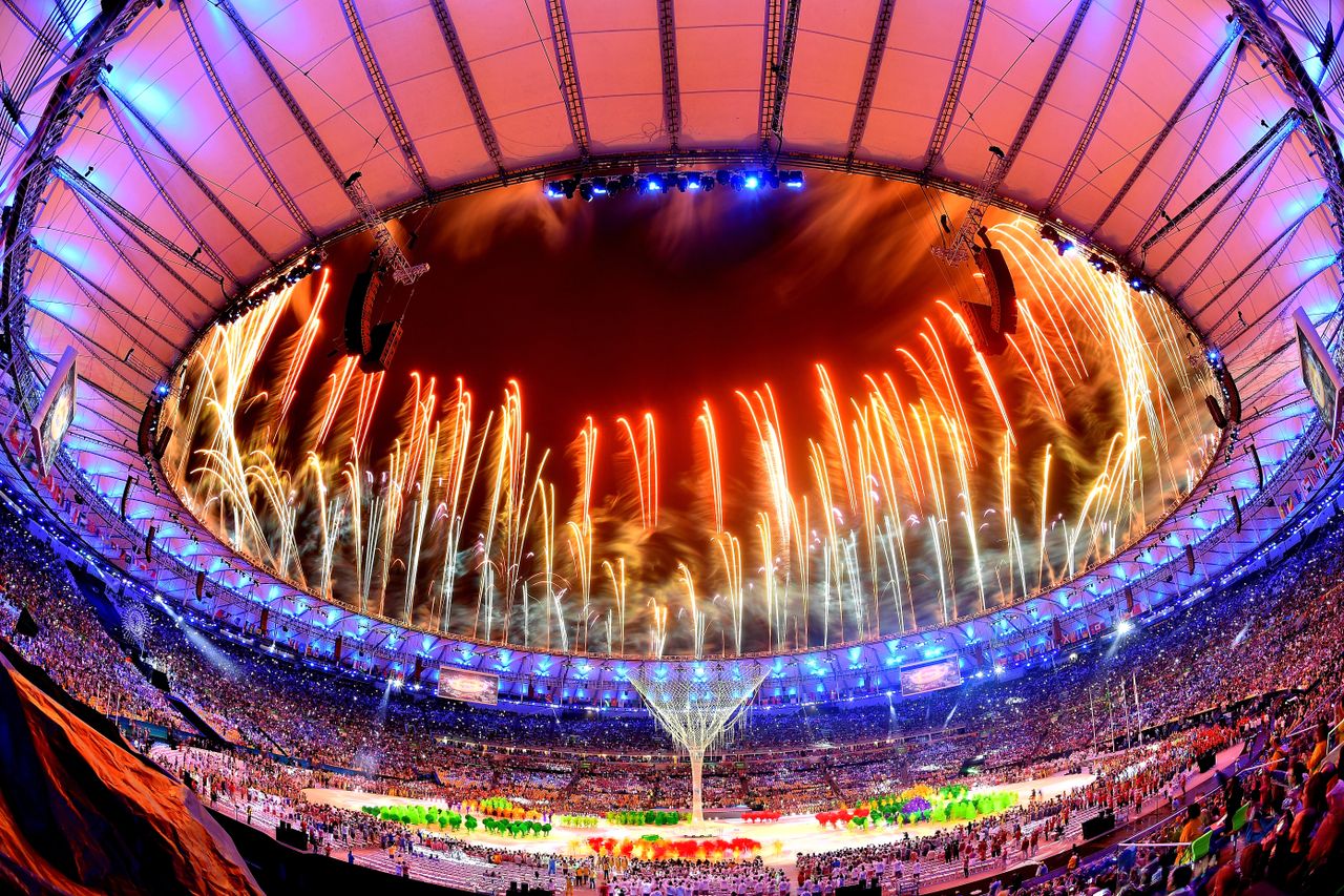 Fireworks over the Rio Olympics closing ceremony