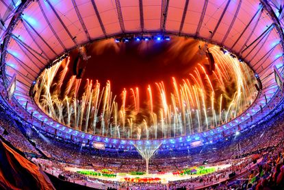 Fireworks over the Rio Olympics closing ceremony