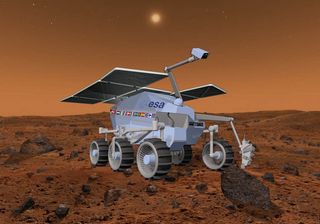 The European Space Agency’s ExoMars rover is due to launch toward the Red Planet in 2018. In this artist’s view, note the ExoMars robotic arm and drill.
