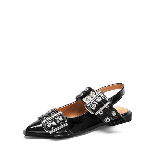 Dream Pairs Women's Slingback Ballet Flats, Pointed Toe Buckle Comfortable Dress Slip-On Flat Shoes,size 7,black,sdfa2445w