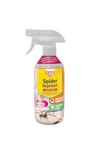 Zero in Spider Repellent - Indoor Peppermint Oil Spray for Spiders - Non-Toxic, Insect Spray for Home - Suitable for Indoor Use, Lasts Up to 2-3 Weeks - 500ml