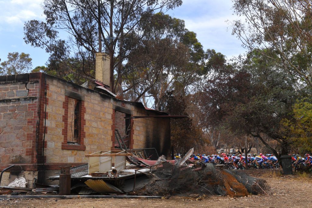 Bushfire damage along the route at theTour Down Under
