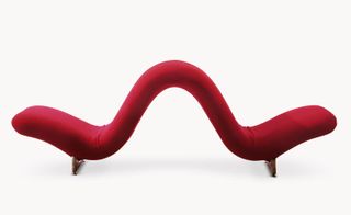 the 'Tongue' seat - a red 'w' shaped seat