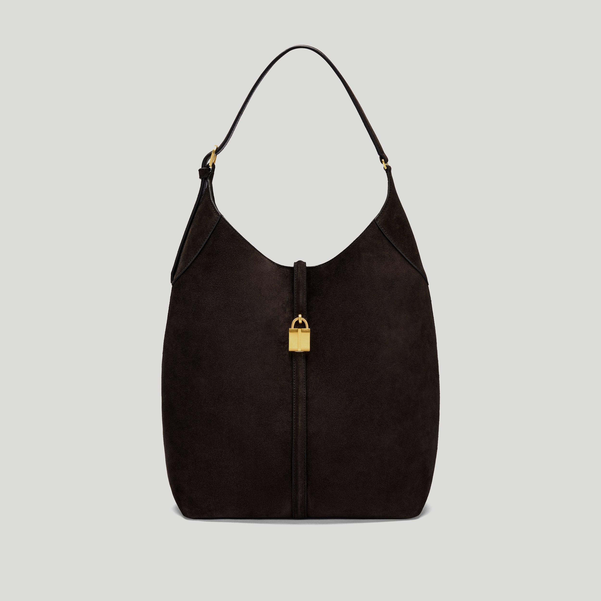 The Large Siena Bucket | Dark Chocolate Suede | Demellier