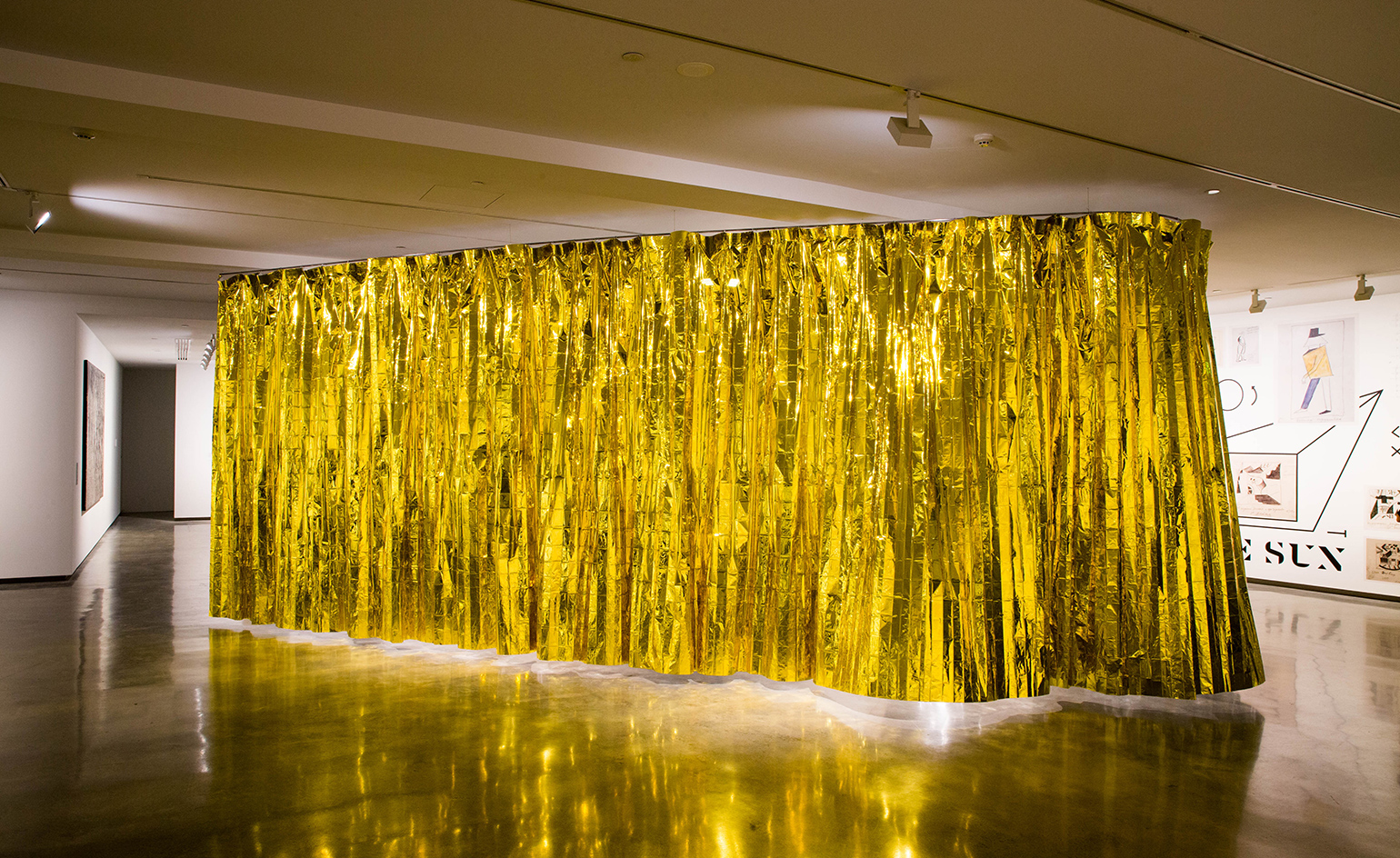 Museum with golden curtain