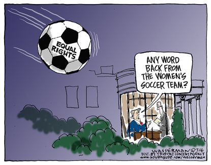 Political Cartoon USWNT White House Invitation Equal Pay Soccer Bal