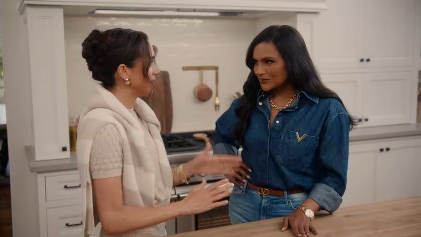 Meghan Markle and Mindy Kaling talking to each other in Markle&#039;s kitchen on the Netflix show With Love, Meghan.