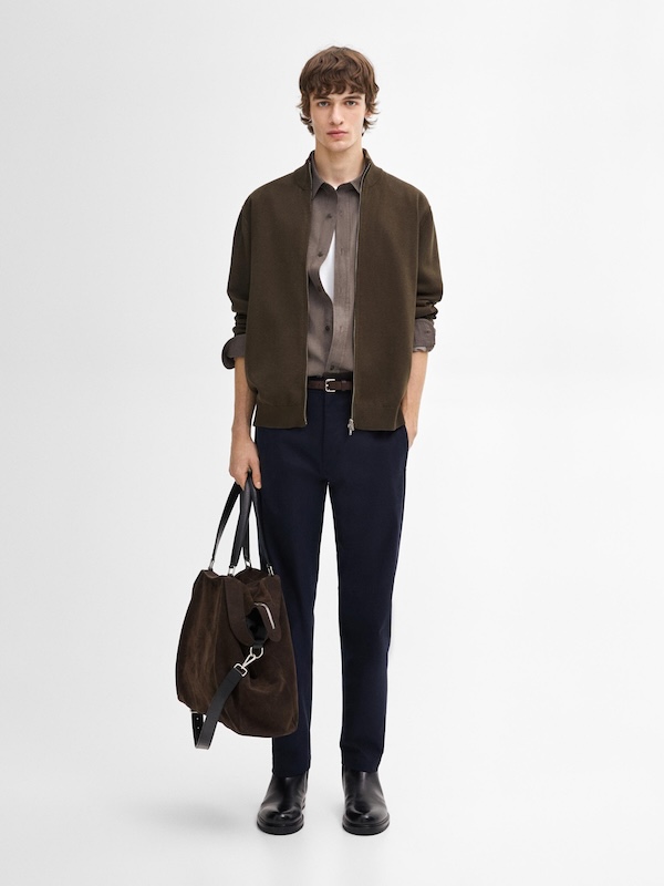 Zip up cardigan in brown