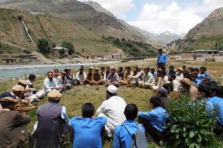 One of 65 community resource committees in Pakistan. Rangers supported by WCS have helped local wild Markhor goat populations expand by close to 60 percent.
