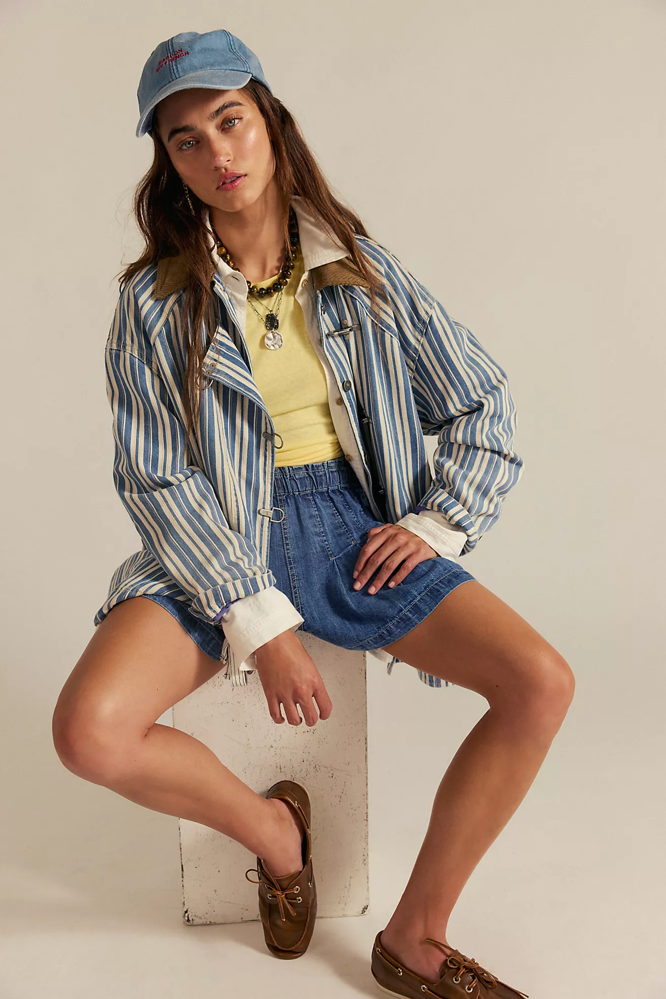 We the Free Striped Denim Barn Coat