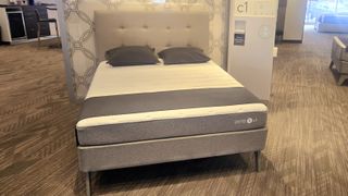 A queen-sized Sleep Number c1 smart bed on display at the Sleep Number store in Warrington, PA