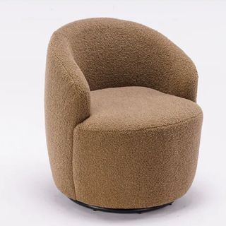 A brown barrel chair