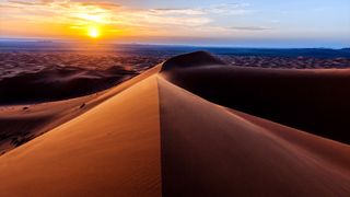 Sunrise at Erg Chebbi Sand Dunes, Morocco, North Africa.