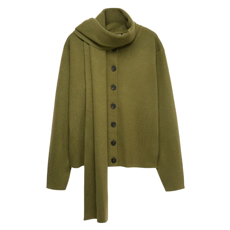 An olive green scarf cardigan by M&S
