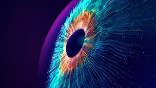 A digital eye made of CGI fibers, representing encryption.