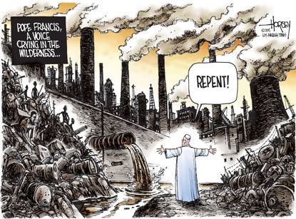 Editorial cartoon U.S. Pope Climate Change