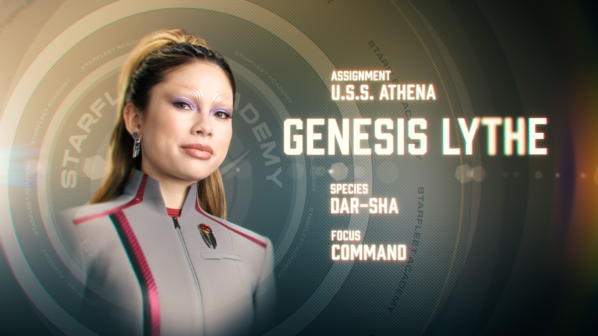 Bella Shepard as Genesis Lythe in art for season 1 of Star Trek: Starfleet Academy. Streaming on Paramount+. Photo Credit: Sarah Coulter/Paramount+