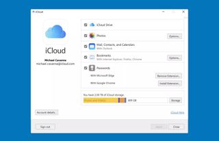 iCloud options on Windows