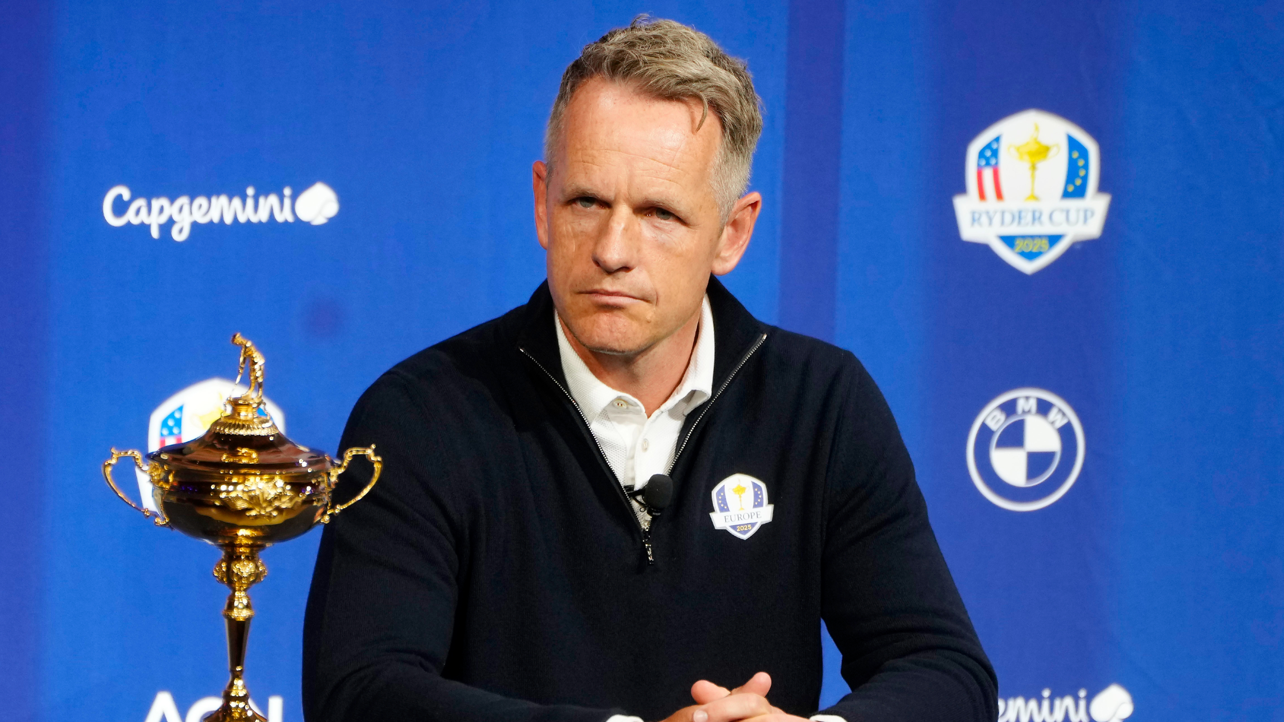 Luke Donald at the press conference for the Ryder Cup