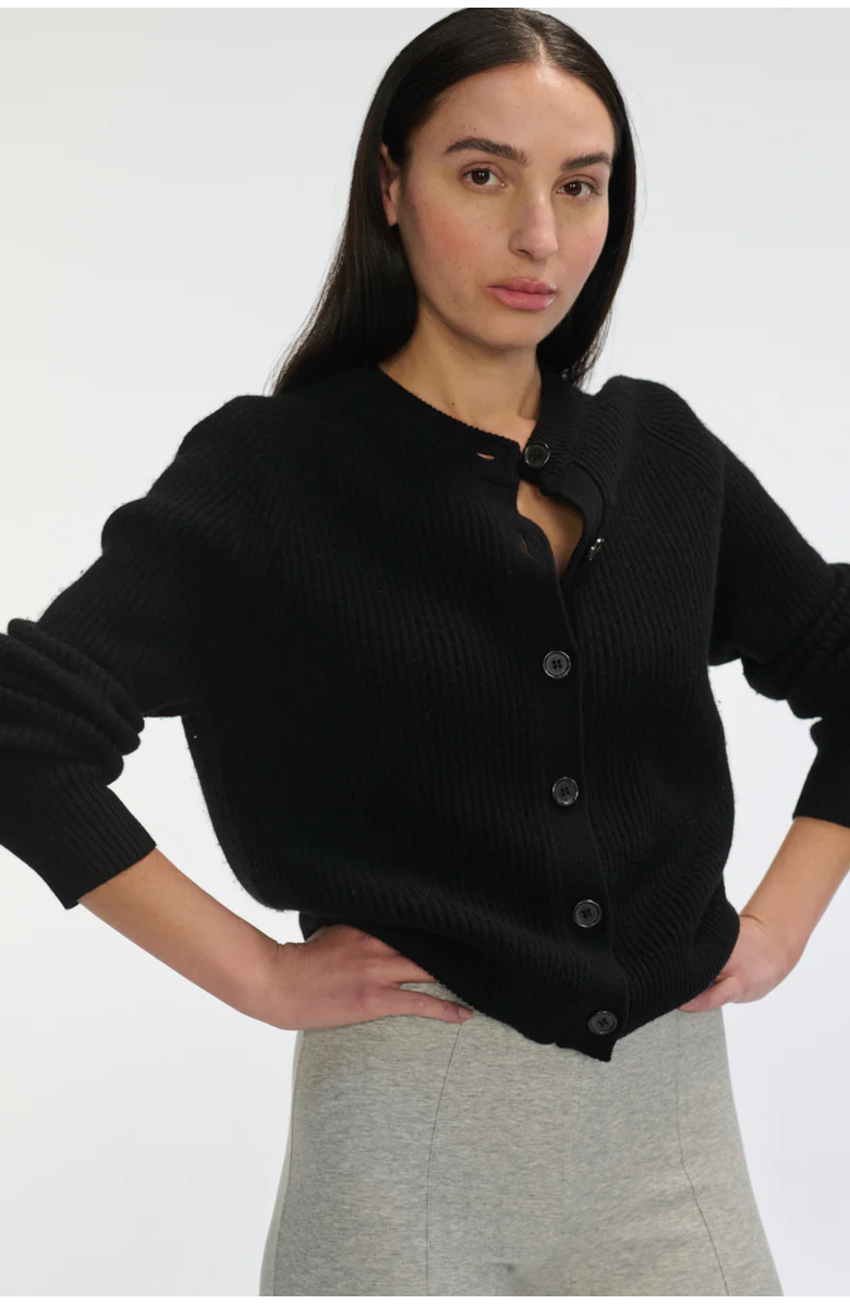 Button Up Wool Cropped Cardigan