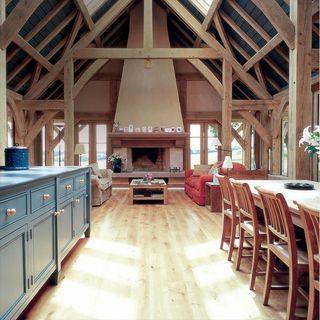 kitchen room with wooden tables and solid oak flooring