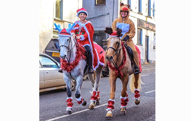 Marissa Mc Laughlin on a Santa horse and pony parade in aid of multiple sclerosis