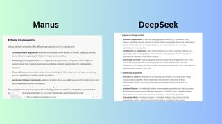 Manus vs. DeepSeek screenshot