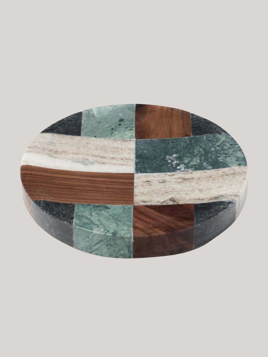 Westwing Collection, Small Decorative Marble and Walnut Wood Tray Mauricio