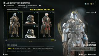 Helldivers 2 Superstore gear purchasable with Super Credits