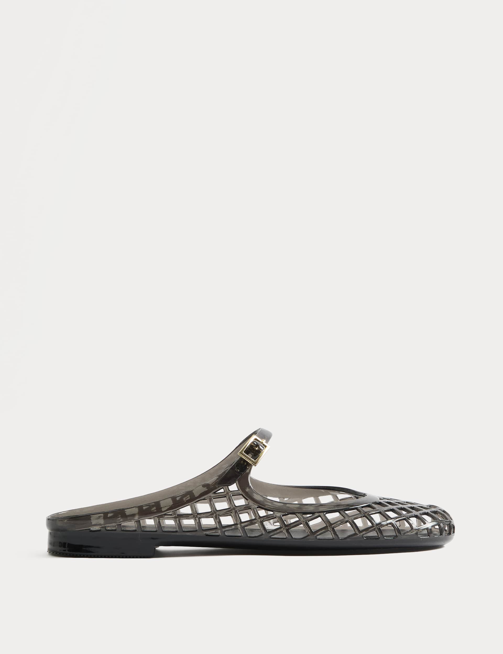 Ankle Strap Flat Jelly Mule Sandals