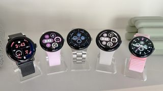 Various Google Pixel Watch 3 models on display