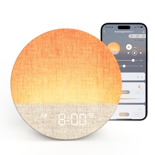 Dreamegg Sunrise Alarm Clock Wake-Up Light With App Control, Sunset Sleep Feature, 34 Soothing Sounds, Mood Lights, Custom Routines, Favourites Mode, Sound Machine for Adults &amp;amp; Baby, Bedroom &amp;amp; Gift