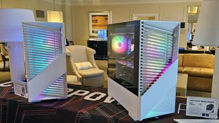 CyberPower Amethyst 360S desktop with wood front and RGB lighting
